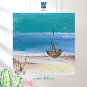 tranh chiếc thuyền vẽ sơn Acrylic 25x25