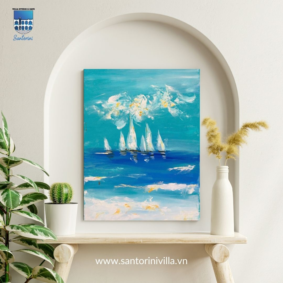 tranh phong cách santorini 40x60 vẽ tay