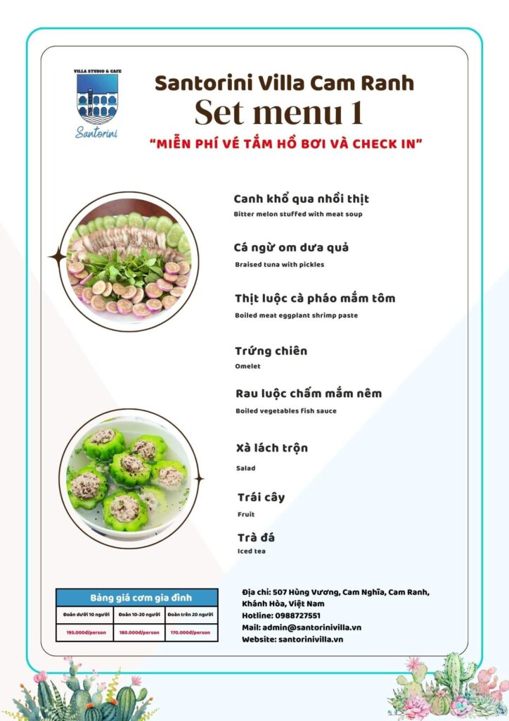 menu cơm đoàn tại cam ranh